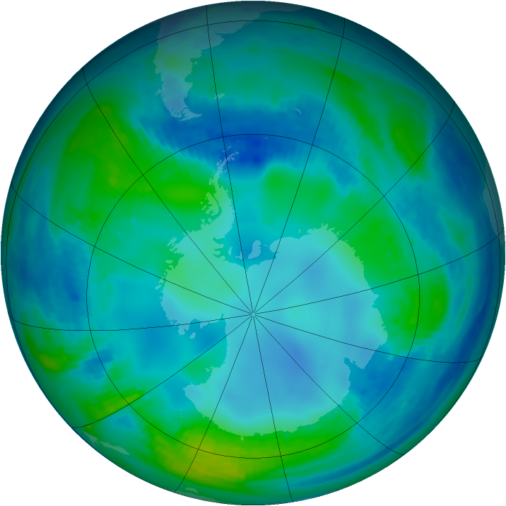 Antarctic ozone map for 18 May 2000